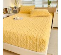 Générique Draps élastiques, Draps en Velours De Flanelle King, Couvre-Lit d'hiver Ultra Doux Et Chaud, Housse De Protection Duveteuse pour Tous Les Lits(Yellow,59.06 * 78.74in)