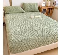 Générique Draps élastiques, Draps en Velours De Flanelle King, Couvre-Lit d'hiver Ultra Doux Et Chaud, Housse De Protection Duveteuse pour Tous Les Lits(Green,70.87 * 78.74in)