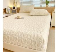 Générique Draps élastiques, Draps en Velours De Flanelle King, Couvre-Lit d'hiver Ultra Doux Et Chaud, Housse De Protection Duveteuse pour Tous Les Lits(Beige,59.06 * 78.74in)