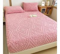 Générique Draps élastiques, Draps en Velours De Flanelle King, Couvre-Lit d'hiver Ultra Doux Et Chaud, Housse De Protection Duveteuse pour Tous Les Lits(Pink,78.74 * 86.61in)
