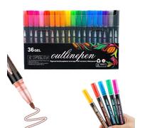 Générique Dreamy Sparkle Dual-Line Contour Pen, Double Line Outline Art Pen, 12/24/36/48 Colors Self-Outline Metallic Markers Glitter Writing Drawing Pen for Art and DIY (36 Colors)