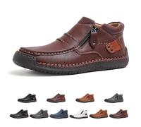 Générique Drembor Leather Boots, Men’S Handmade Leather Driving Boots, Pressure Relief, Non-Slip Sole For Casual, Travel & Outdoor (Dark brown,41)