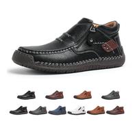 Générique Drembor Leather Boots, Men’S Handmade Leather Driving Boots, Pressure Relief, Non-Slip Sole For Casual, Travel & Outdoor (Black,41)