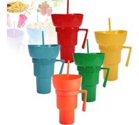 Générique Drink Cup with Snack Bowl, Cup Bowl Combo with Straw Leak Proof, Stadium Tumbler with Snack Bowl, So You Can Sip and Snacks with One Hand, Anywhere You Go (MIX)