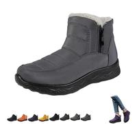 Générique Dritnow Boots,Dritnow Shoes Women'S Warm Snow Boots,Winter Outdoor Comfortables Non-Slip Side Zipper Ankle Booties,Comfortable and Warmfur Lining (Grey,32.5)
