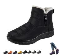 Générique Dritnow Boots,Dritnow Shoes Women'S Warm Snow Boots,Winter Outdoor Comfortables Non-Slip Side Zipper Ankle Booties,Comfortable and Warmfur Lining (Black,32 2/3)