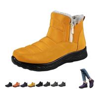 Générique Dritnow Boots,Dritnow Shoes Women'S Warm Snow Boots,Winter Outdoor Comfortables Non-Slip Side Zipper Ankle Booties,Comfortable and Warmfur Lining (Yellow,32 2/3)