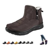 Générique Dritnow Boots,Dritnow Shoes Women'S Warm Snow Boots,Winter Outdoor Comfortables Non-Slip Side Zipper Ankle Booties,Comfortable and Warmfur Lining (Brown,32 2/3)