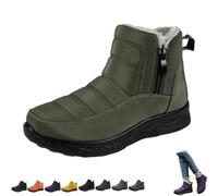 Générique Dritnow Boots,Dritnow Shoes Women'S Warm Snow Boots,Winter Outdoor Comfortables Non-Slip Side Zipper Ankle Booties,Comfortable and Warmfur Lining (Green,32 2/3)