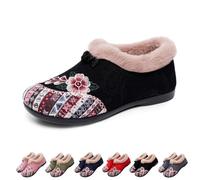 Générique Dritnow Boots, Women’s Warm Floral Winter Ankle Boots, Cozy Fleece Lined Ankle Boots for Women, Lightweight Everyday Shoess (Black,41)