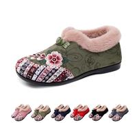 Générique Dritnow Boots, Women’s Warm Floral Winter Ankle Boots, Cozy Fleece Lined Ankle Boots for Women, Lightweight Everyday Shoess (Green,36)