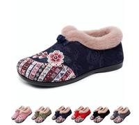 Générique Dritnow Boots, Women’s Warm Floral Winter Ankle Boots, Cozy Fleece Lined Ankle Boots for Women, Lightweight Everyday Shoess (Blue,38)