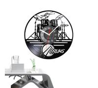 Générique Drum Clock | Black Rock and Roll Wall Clock - Unique Gtift for Musical Lovers, Home Decor, Waall Decoration for Music Party Favors Decors