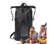 Générique Dry Bag Backpack, Waterproof Bags Backpack, 30L Large-Capacity Roll-Top Sack, Lightweight Portable Gear, 1-Pack Black, for Swimming Kayaking Camping Boating Beach and Travel