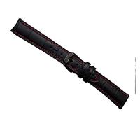 Générique DSHDFJ 18mm 19mm 20mm 21mm 22mm 23mm 24mm Nouveau Bracelet De Montre En Cuir Véritable Noir Grain De Croco Point Rouge(18mm Black)
