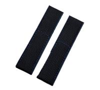 Générique DSHDFJ 22mm 24mm Bracelet En Caoutchouc De Nylon Souple Accessoires De Bracelet De Montre Compatible Avec Le Bracelet Breitling(Black Blue Side,24MM WITH LOGO_SILVER BUCKLE)