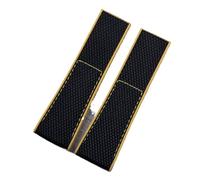 Générique DSHDFJ 22mm 24mm Bracelet En Caoutchouc De Nylon Souple Accessoires De Bracelet De Montre Compatible Avec Le Bracelet Breitling(Black Yellow Side,24MM WITH LOGO_WITHOUT BUCKLE)