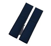 Générique DSHDFJ 22mm 24mm Bracelet En Nylon Souple Caoutchouc Accessoires De Montre Compatibles Avec Le Breitling(Blue Black Side,22mm With Logo,Silver Buckle)