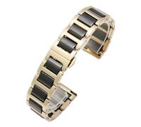 Générique DSHDFJ Bracelet de montre en acier céramique, chaîne de montre en acier inoxydable, Compatible avec Tissot, 12 13 14 15 16 17 18 20 22mm(Golden-Black,14mm)