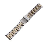 Générique DSHDFJ Bracelet De Montre En Acier Inoxydable For Hommes, 18, 20mm, 22mm, Compatible Avec Breitling, Argent, Or, Bouton-poussoir, Fermoir Caché(Silver and gold,24mm)