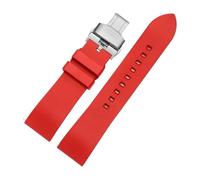 Générique DSHDFJ Bracelet De Montre En Caoutchouc Fluoré, 20mm, 22mm, 24mm, Barre À Dégagement Rapide, Compatible Avec Chaque Marque De Montre(Red silver,24mm)