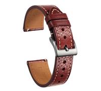 Générique DSHDFJ Bracelet De Montre En Cuir De Vachette Italien Compatible Avec Les Bracelets De Poignet En Cuir Véritable À Enroulement Souple Vintage À Dégagement Rapide 22mm18mm20mm(119RED,18mm)