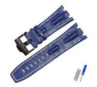 Générique DSHDFJ Bracelet De Montre En Cuir Véritable Compatible Avec AP 15703 Série Royal Oak Offshore 28 Mm Noir Marron Bleu Bracelets De Montre Accessoires Hommes(Blue white-black)