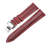 Générique DSHDFJ Bracelet De Montre En Cuir Véritable Femmes Hommes Cire À L'huile Peau De Vache Watc Bracelet 18mm 20mm 22mm 24mm Blet Avec Boucle Papillon En Acier(Brown Red,22mm)