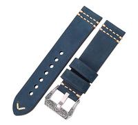 Générique DSHDFJ Bracelet De Montre Fait Main Avec Boucle Rétro En Acier Inoxydable 20mm 22mm 24mm Bracelet De Montre En Cuir De Vache Femmes Hommes Ceinture Accessoires(Blue,24mm)