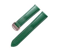 Générique DSHDFJ Bracelet En Cuir Motif Lychee Substitut De En Cuir Souple Compatible Avec Le Bracelet Cartier Tank For Hommes Et Femmes(Green rose buckle,16mm)