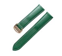 Générique DSHDFJ Bracelet En Cuir Motif Lychee Substitut De En Cuir Souple Compatible Avec Le Bracelet Cartier Tank For Hommes Et Femmes(Green gold buckle,16mm)