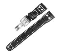 Générique DSHDFJ Bracelet en cuir véritable 20/21/22mm, accessoires compatibles avec le bracelet de montre Big Pilot's IW328201 IW377709(Black-2,22MM WITH LOGO_ROSE GOLD BUCKLE)