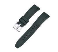 Générique DSHDFJ FKM - Bracelet De Montre En Caoutchouc Fluoré, 20mm, 22mm, 24mm, For Sport, Étanche, Accessoires De Plongée(Green silver,24mm)