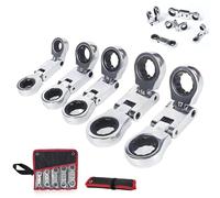 Générique Dual-Drive Nano Flex-Head Pocket Ratchet, 180° Flex Dual, 3/4“ And 3/8“ Retractable Ratchets Wrenches Set, SEA, Ratchet Spanner Crooked for Narrow Spaces (5 Pack)