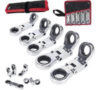 Générique Dual-Drive Nano Flex-Head Pocket Ratchet, 3/4“ Inch Retractable Ratchets Wrenches Sets, 2025 New 5pcs Flex Head Ratchet Set, Stubby Wrenches Set, Foldable, For Narrow Spaces (A)