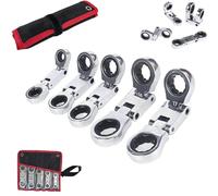 Générique Dual-Drive Nano Flex-Head Pocket Ratchet, 5 Pack Mini Ratchet Wrench, 3/4“ Flex Head Ratcheting Wrench Set, 8-19mm, Ratchets Spanner Crooked for Narrow Spaces (1Pcs)