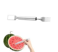 Générique Dual Head Stainless Fruit Cutter Melon Fork, 2-in-1 Watermelon Slicer & ForkPortable, Tool Easy Grip Handle for Home Party Camping (1 PCS)
