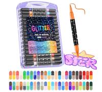 Générique Dual-Tip Glitter Marker Pen，12/24/36/48 Pack Double Tip Glitzer Stifte, Metallic Sparkle Markers, Water-Based Glitter Pens for Painting, for Painting, DIY Crafts, Birthday Cards (48 pieces)