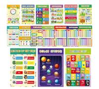 Générique Ducational Posters for Preschoolers - 16PCS Educational Posters for Classroom Decor | Laminated Prek Learning Chart, Time, Weather, Colours, Months, Days of the Week Poster
