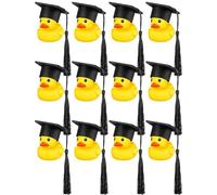 Générique Ducks - 12-24 Pack Cute Soft Rubber Mini Ducks, Black Hat Accessory, Novelty Collectible Figurines | Funny Party Supplies Cake for Class of 2025