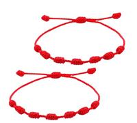 Générique Duo de Bracelets Cordon Rouge 7 Noeuds - Porte-Bonheur et Protection - Bijoux Unisexes - Idée Cadeau Couple ou Amitié