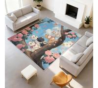 Générique Durable Tapis Anime Romantique Douces Tapiss Ciel Bleu Animal Ne Perd Pas Ses Poils Branche d'arbre Chats Roses Tapis 50 x 80 cm Couloir Entrée