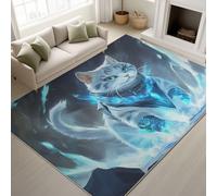 Générique Durable Tapis Chat Lumière Douces Tapiss Fantaisie Abstrait Anime Ne Perd Pas Ses Poils Tech Fantaisie Gaming Tapis 60 x 180 cm Chambre Bleu