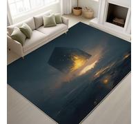 Générique Durable Tapis Cubes Technologie Gaming Douces Tapiss Tech Futuriste Ne Perd Pas Ses Poils Minimaliste Moderne Tapis 90 x 120 cm Gaming Room Noir