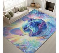 Générique Durable Tapis Effet 3D Cyber Douces Tapiss Néon Animal Ne Perd Pas Ses Poils Portrait de Chien Bouledogue Tapis 60 x 90 cm Couloir Entrée