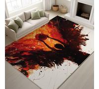 Générique Durable Tapis Flammes Femme Ailes Basket-Ball Douces Tapiss Anime Histoire Dynamique Ne Perd Pas Ses Poils Moderne Passion Fantaisie Tapis 60 x 120 cm Chambre Salon Rouge