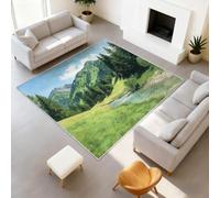 Générique Durable Tapis Paysage Nature Douces Tapiss Aquarelle Ne Perd Pas Ses Poils Forêt Ruisseau Tapis 120 x 180 cm Salon Chambre Bureau