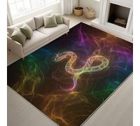 Générique Durable Tapis Serpent Lignes Lumineuses Fond Coloré Douces Tapiss Artistique Abstrait Moderne Ne Perd Pas Ses Poils Dynamique Tech-Futuriste Tapis 60 x 120 cm Gaming Room Bureau Noir
