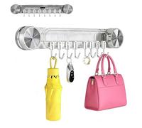 Générique Durable Wall Mounted Inline Vacuum Hooks, Large Curved Hooks, No-Drill Hook Strong Adhesive Knife Holder, for Kitchen Knife Rack Heavy Duty, Removable and Reusable (Clear White)