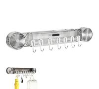 Générique Durable Wall Mounted Inline Vacuum Hooks, No-Drill Wall Mounted Spatula and Spoon Holder, Kitchen Load-Bearing Multi-Functional Spatula Holder Hook (Silver,1pcs)